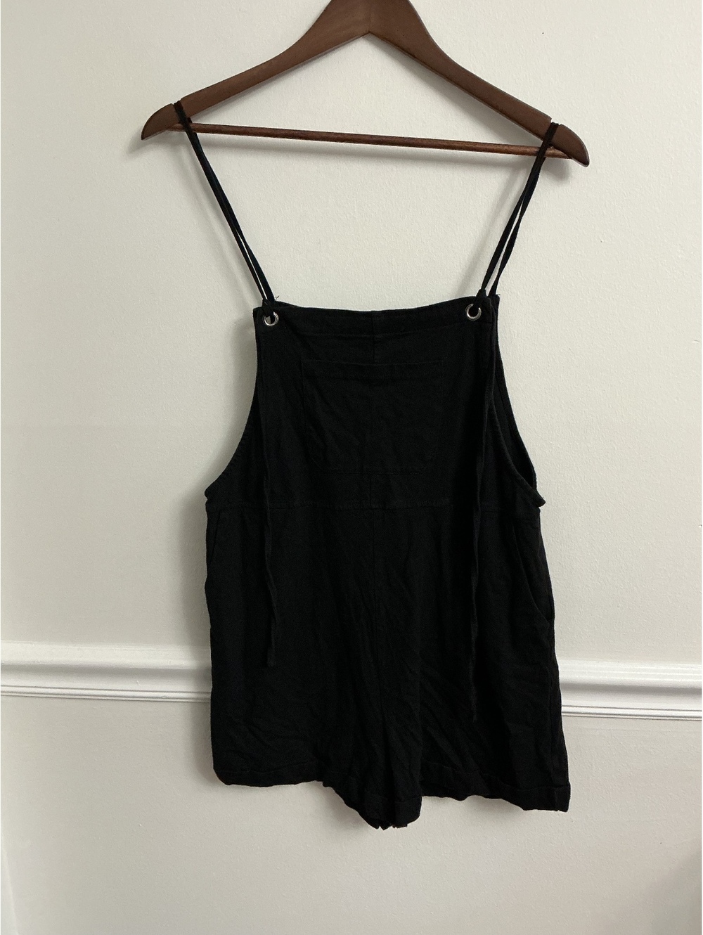 Cider Black Cotton Spaghetti Strap Romper, Size Unspecified, Very Good Condition